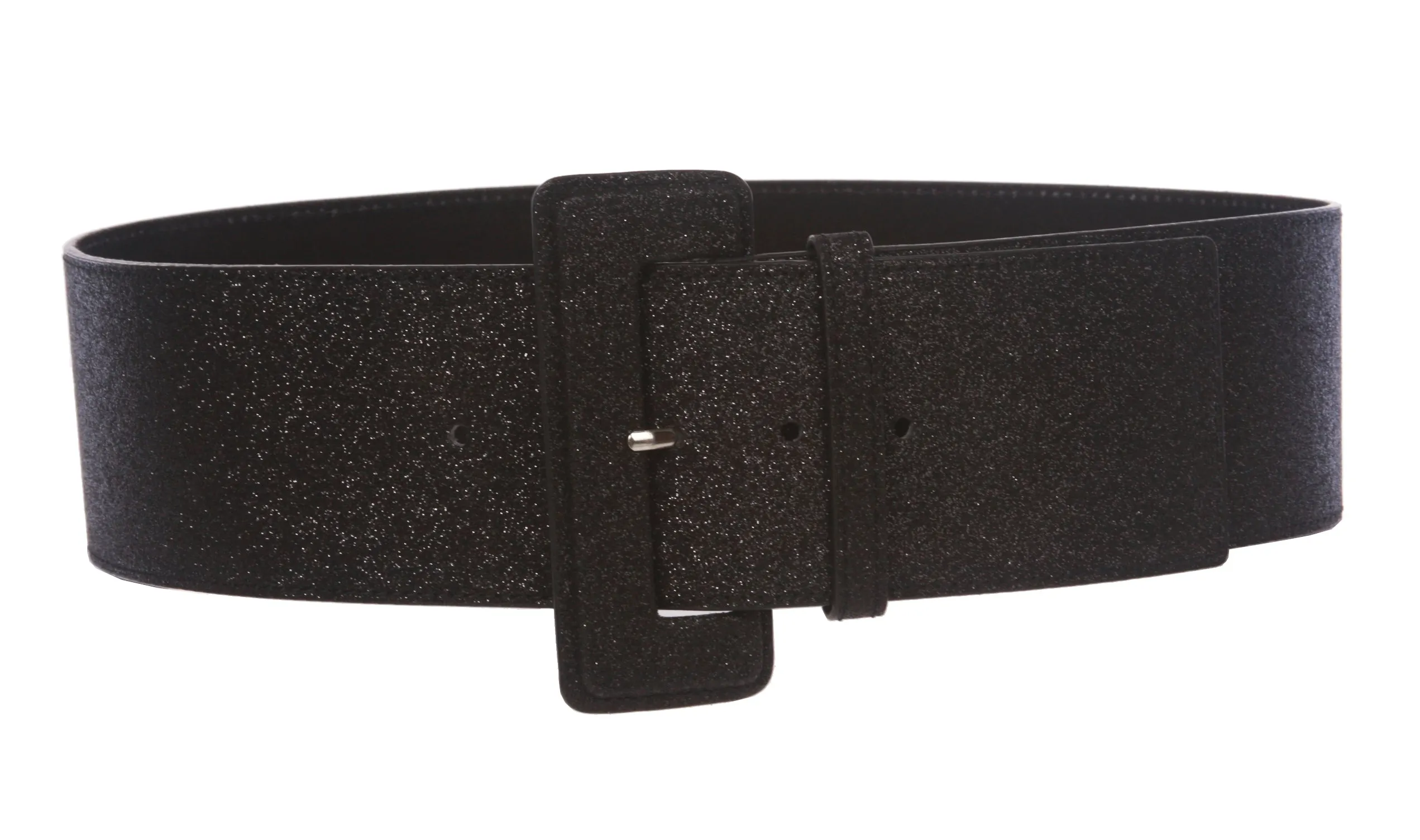 Ladies High Waist Wide Glitter Fashion Plain Leather Belt