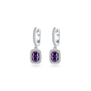 Lafonn Simulated Diamond & Amethyst Halo Cushion-Cut Dangle Earrings E0622AMP