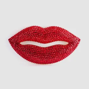 Large Crystal Lips Brooch