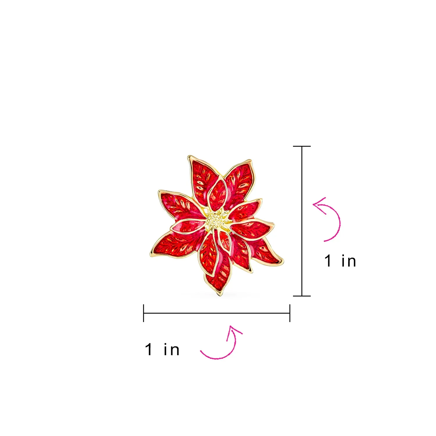 Large Statement Poinsettia Brooch Clip-On Earrings Christmas Jewelry Set Gold Plated