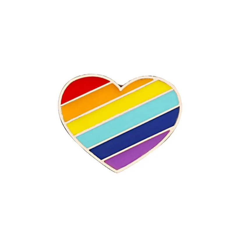 LGBT Rainbow Heart, Peace, and Love Enamel Brooch Pins Collection