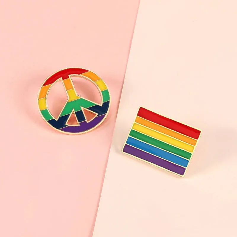 LGBT Rainbow Heart, Peace, and Love Enamel Brooch Pins Collection