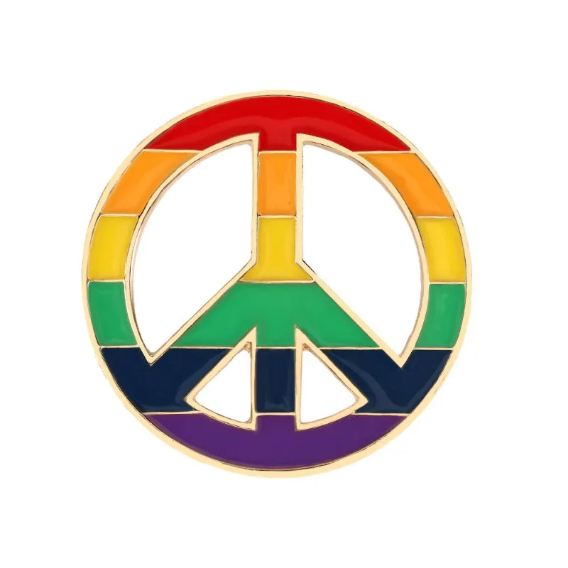 LGBT Rainbow Heart, Peace, and Love Enamel Brooch Pins Collection