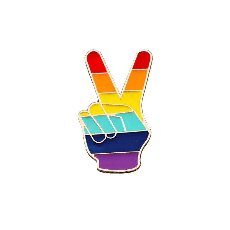 LGBT Rainbow Heart, Peace, and Love Enamel Brooch Pins Collection