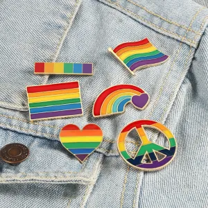 LGBT Rainbow Heart, Peace, and Love Enamel Brooch Pins Collection