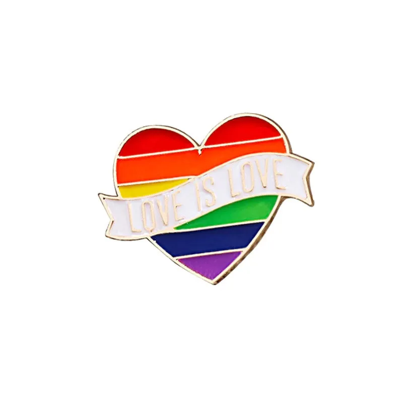 LGBT Rainbow Heart, Peace, and Love Enamel Brooch Pins Collection