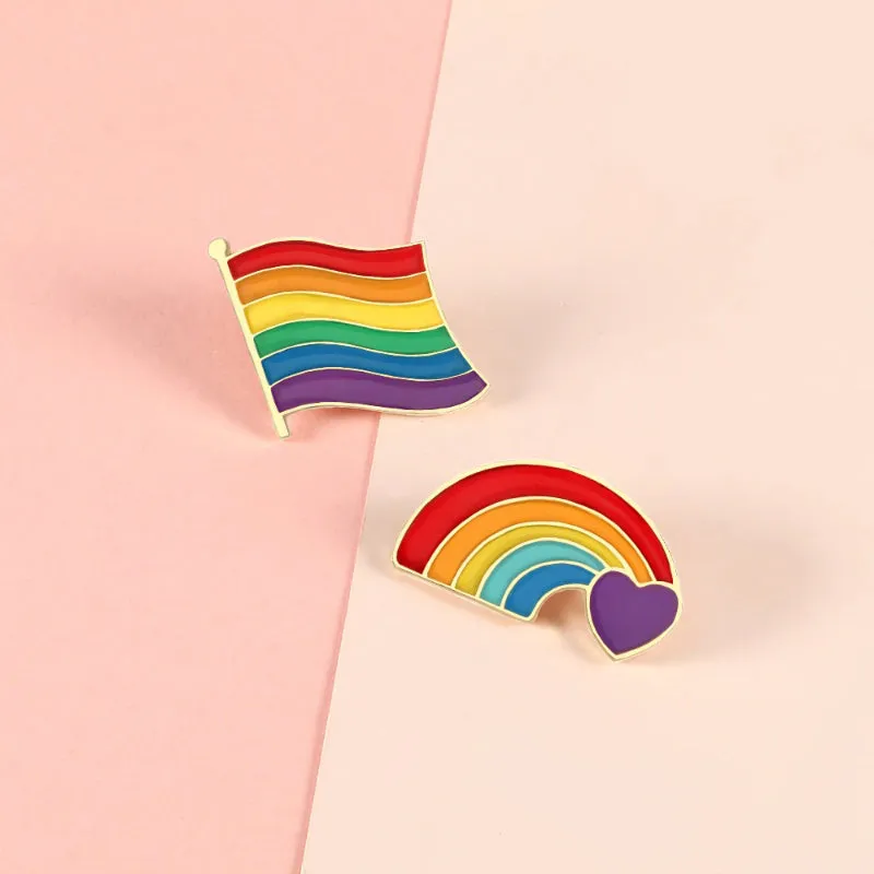 LGBT Rainbow Heart, Peace, and Love Enamel Brooch Pins Collection