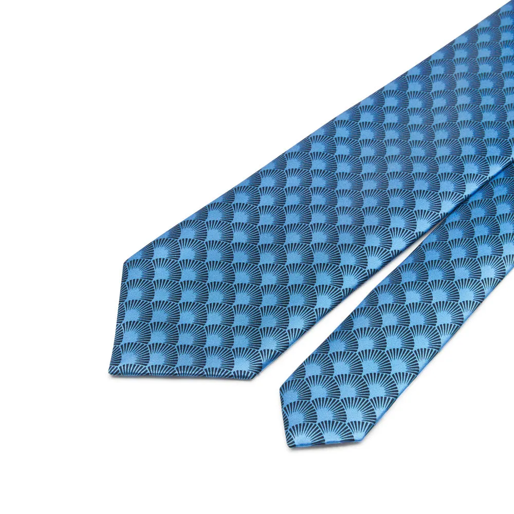 Light Blue Art Deco Splendor Duchesse Silk Tie