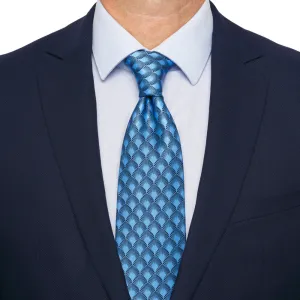 Light Blue Art Deco Splendor Duchesse Silk Tie