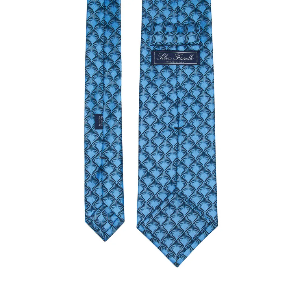 Light Blue Art Deco Splendor Duchesse Silk Tie