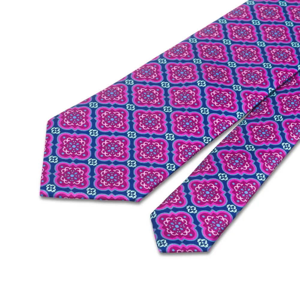 Magenta and Blue The Duke of Normandy Duchesse Silk Tie