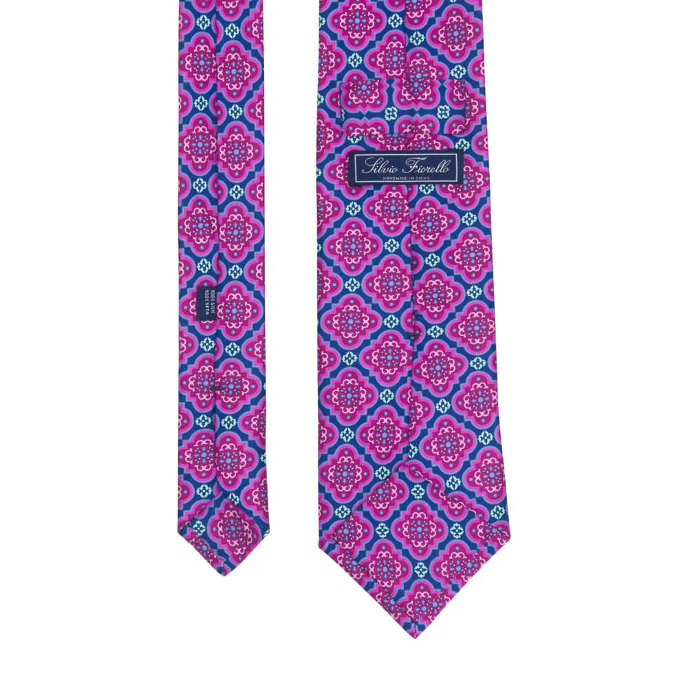 Magenta and Blue The Duke of Normandy Duchesse Silk Tie