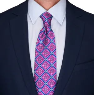 Magenta and Blue The Duke of Normandy Duchesse Silk Tie