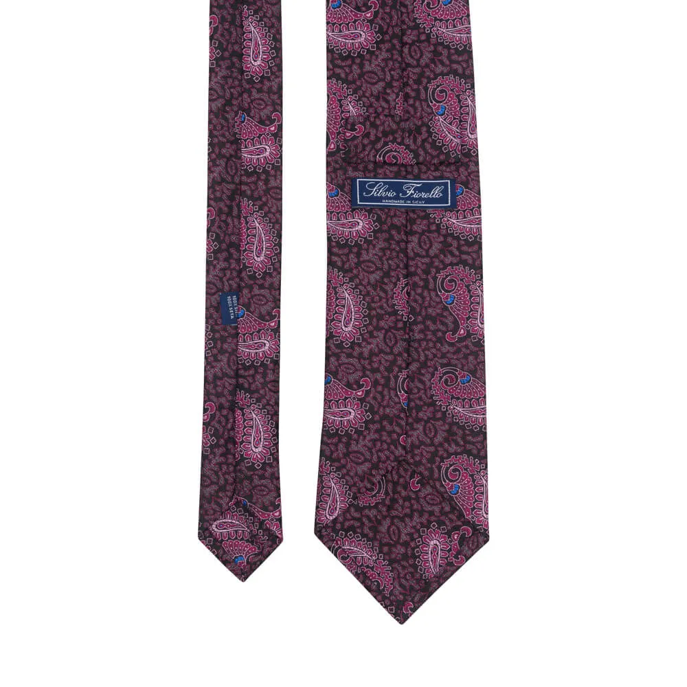 Magenta Oriental Paisley Woven Silk Tie