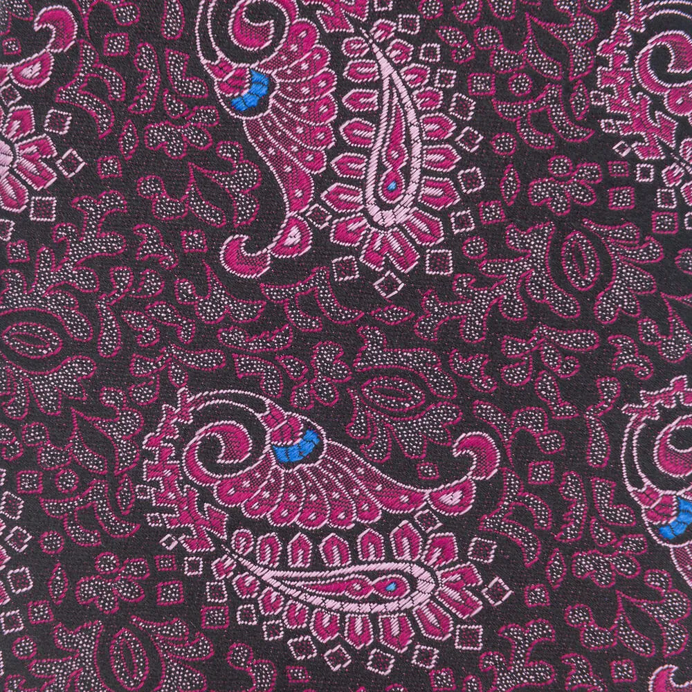 Magenta Oriental Paisley Woven Silk Tie