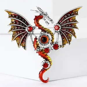 Mechanical Wyvern Rhinestone Brooch & Pendant