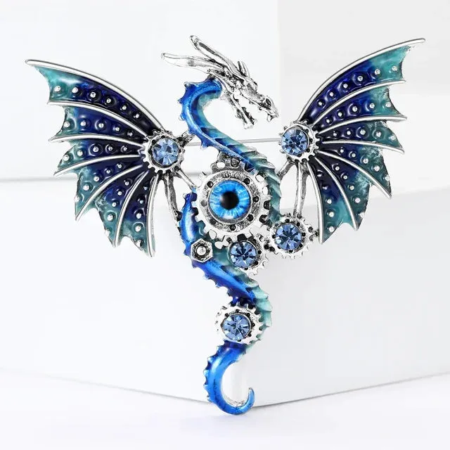 Mechanical Wyvern Rhinestone Brooch & Pendant