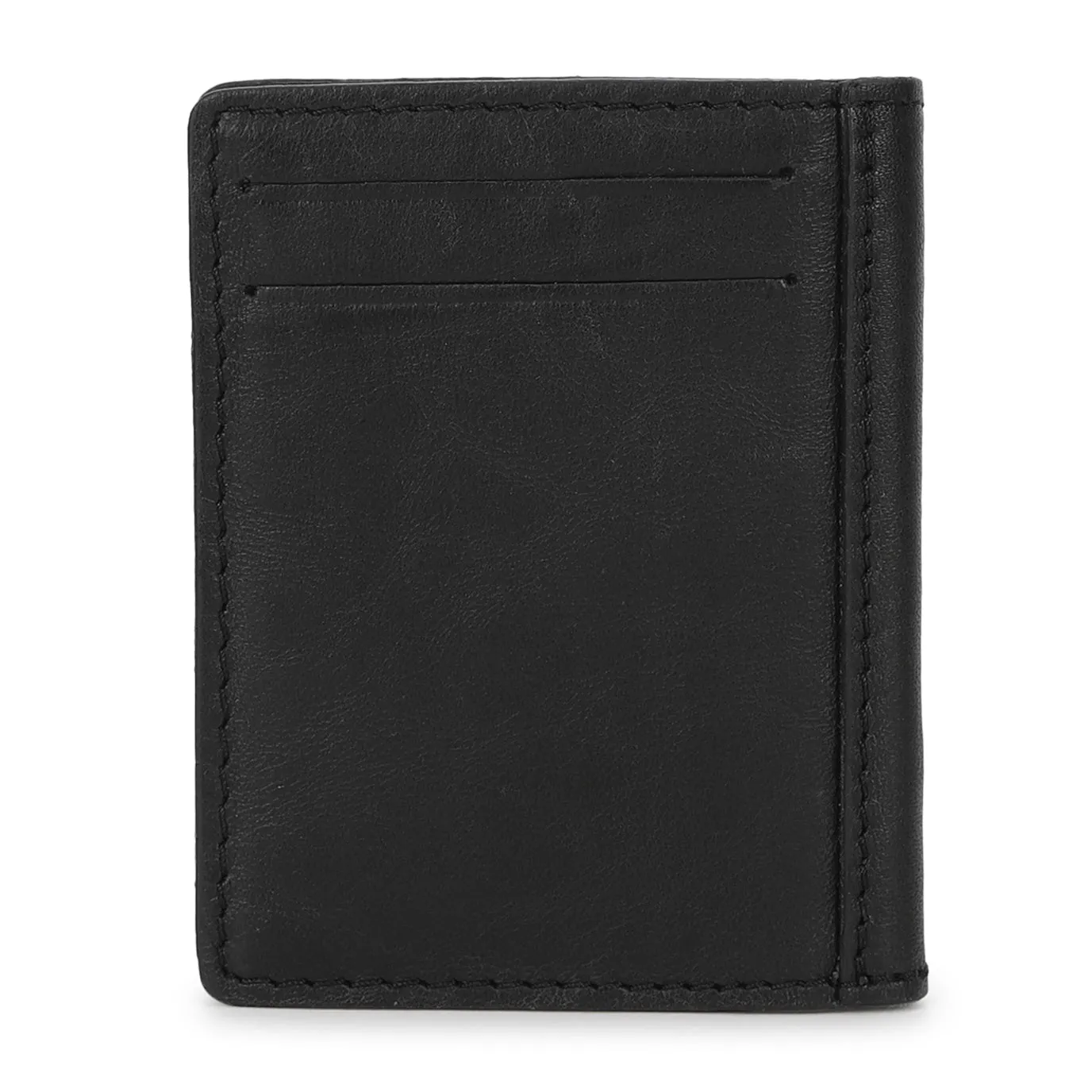 Men's Black Brand Logo Mechanical Card Wallet