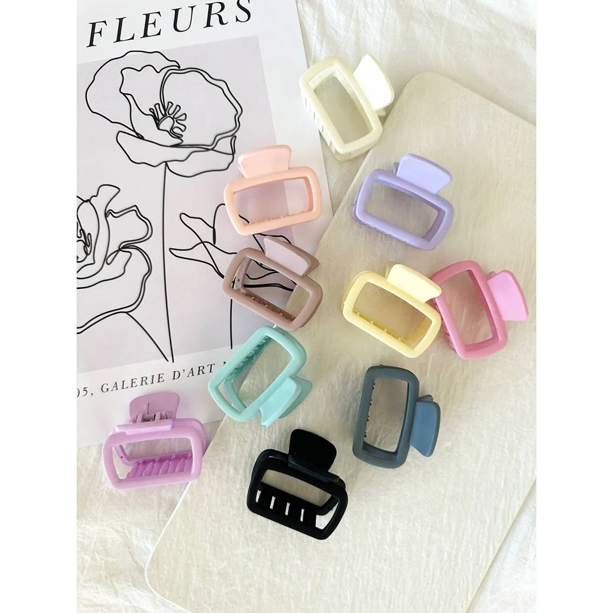 Mini Matte Rectangular Pastel Hair Clips - 10 Colors