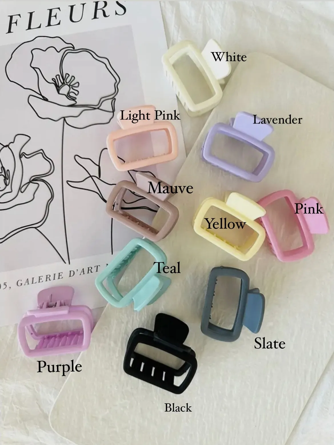 Mini Matte Rectangular Pastel Hair Clips - 10 Colors