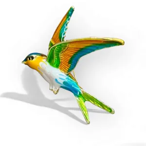 Multi-Coloured Enamel Swallow Brooch