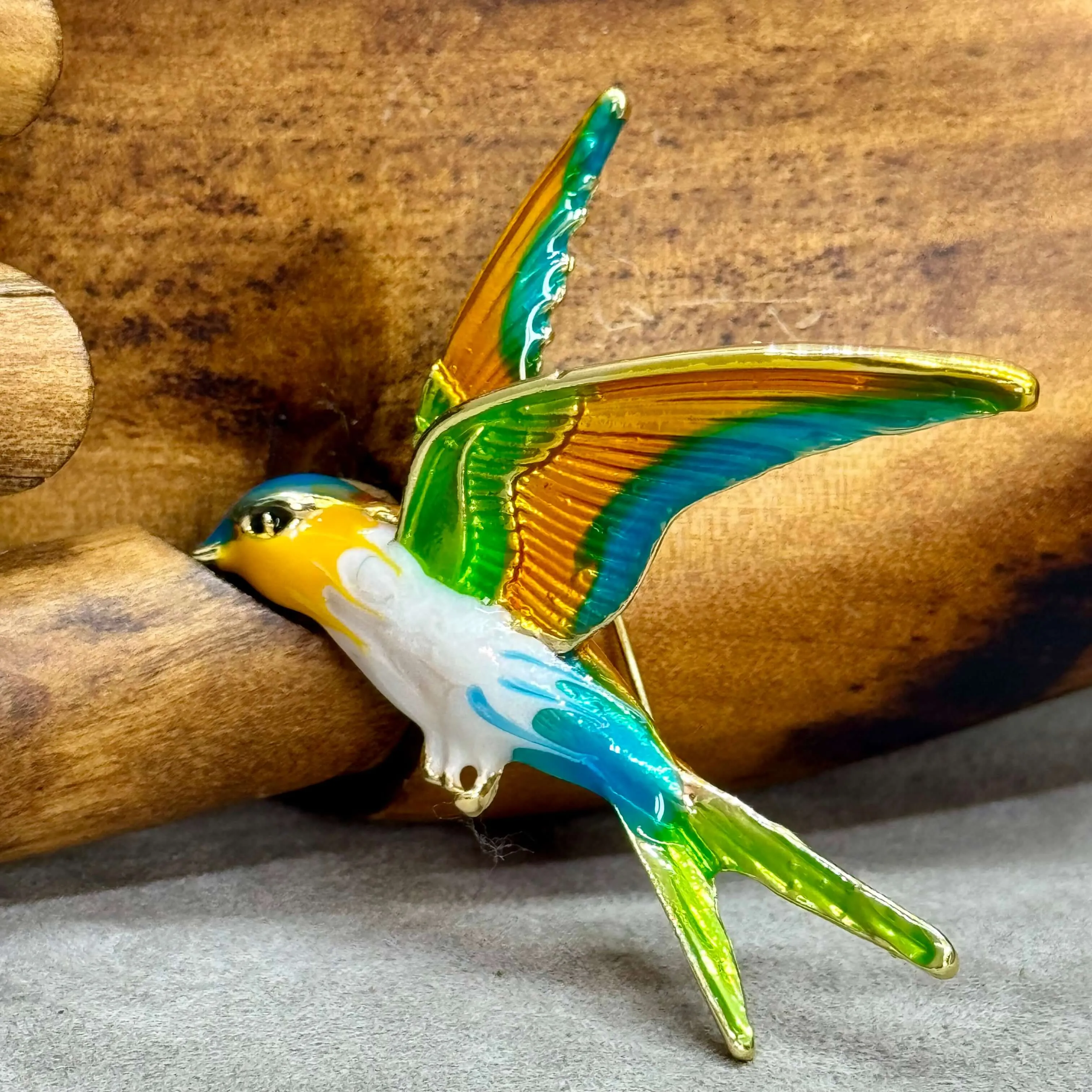 Multi-Coloured Enamel Swallow Brooch