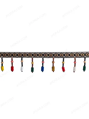 Multicolor Wooden Beaded Tassel Lace