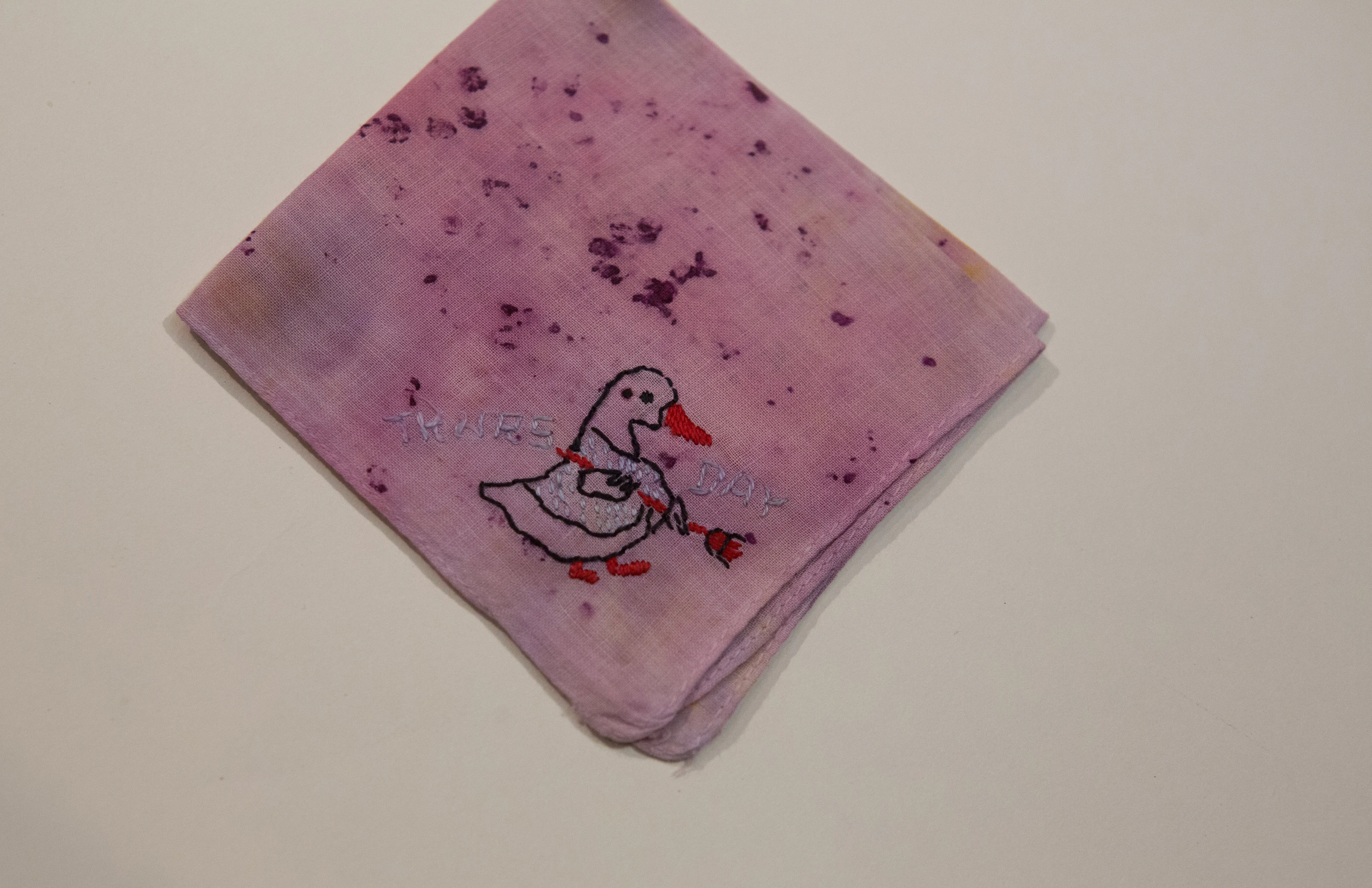 Naturally dyed embroidered handkerchiefs