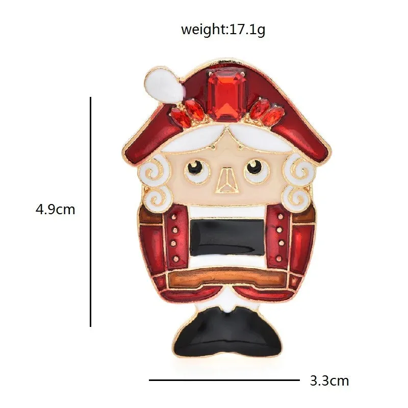 Nutcracker Figure Enamel Christmas Brooch Pins