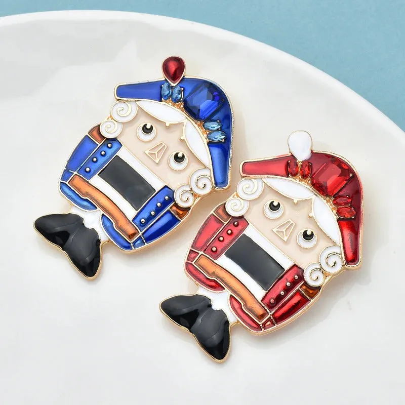 Nutcracker Figure Enamel Christmas Brooch Pins