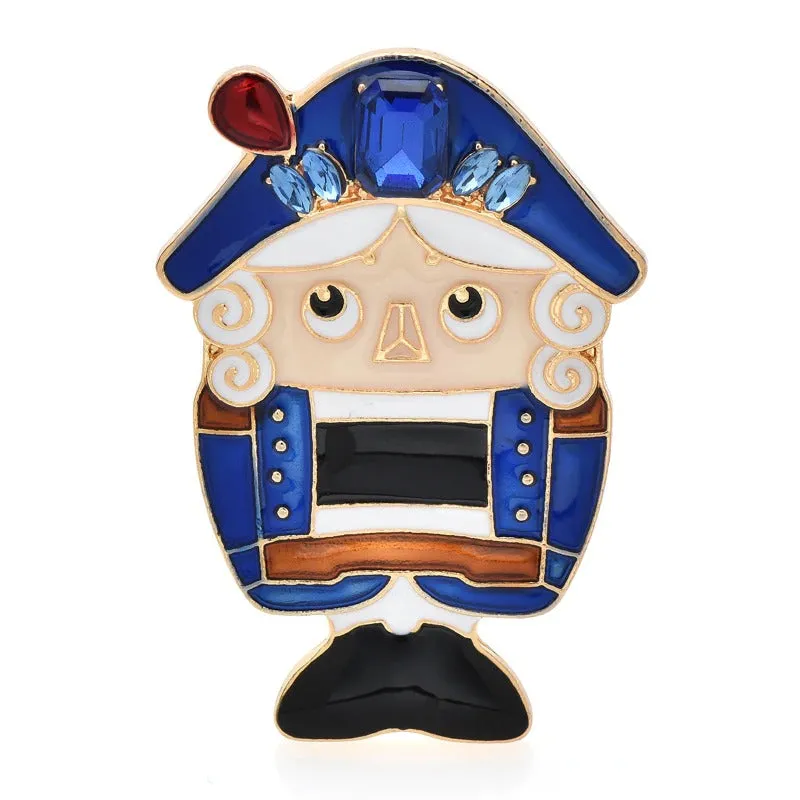 Nutcracker Figure Enamel Christmas Brooch Pins