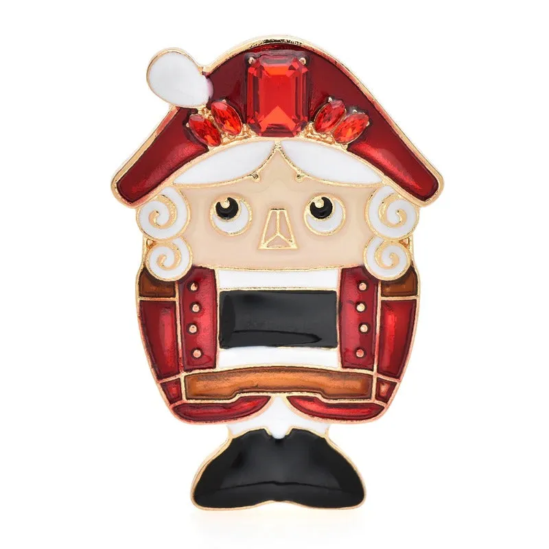 Nutcracker Figure Enamel Christmas Brooch Pins