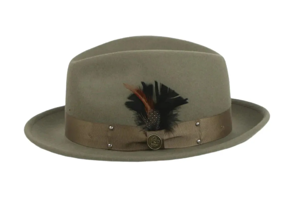 Olive Steven Land Men's Wool Fedora Felt Winter Hat-The Ayden Style No: WH-100