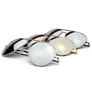 Oversize Classic Retro Mirrored Lens Metal Aviator Sunglasses 1588 [3 Pack]