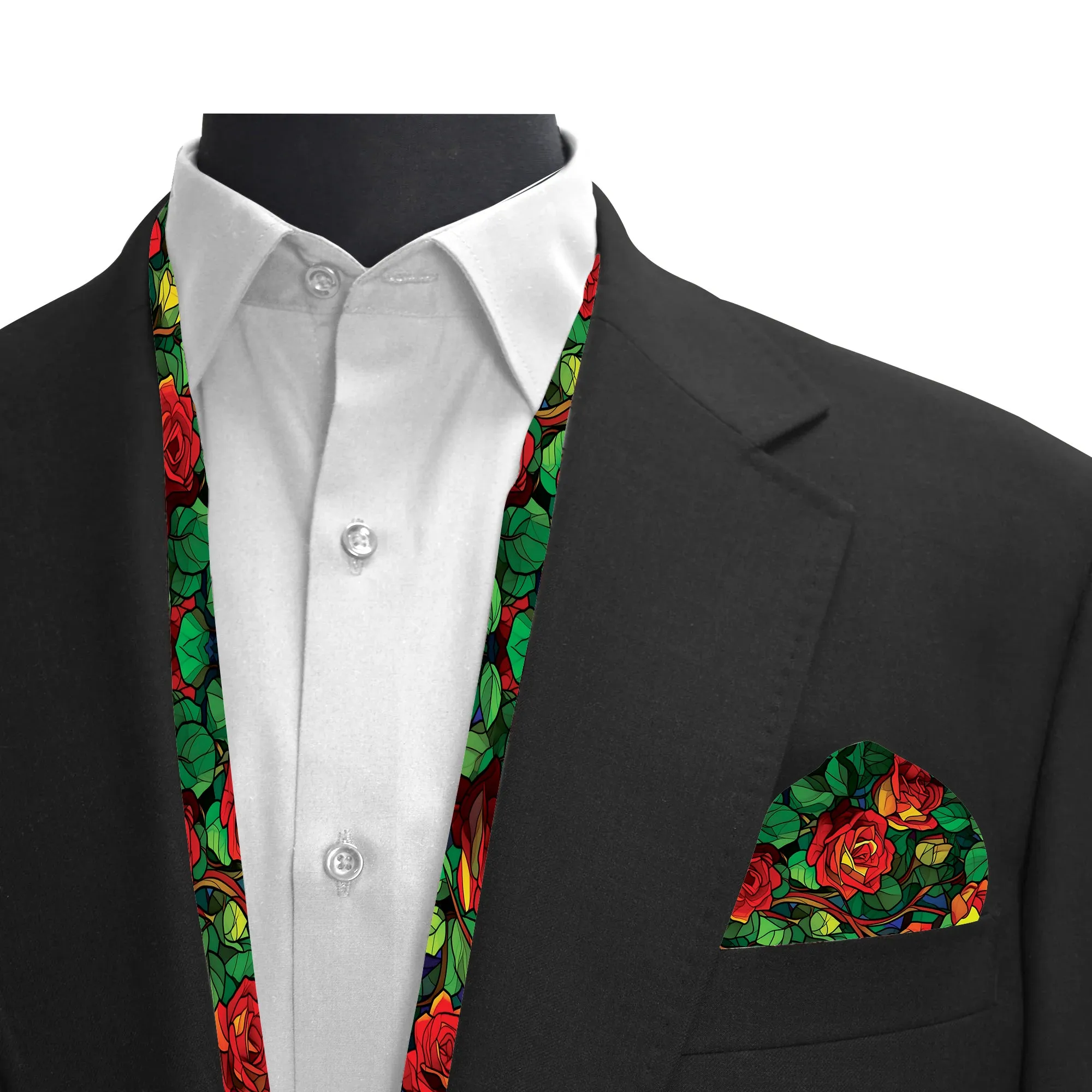 PAKISTANI BRAND SCARF AND POCKET SQUARE SET MEN PREMIUM COLLECTION - FLAMBOYANT FLOWER