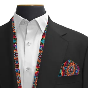 PAKISTANI BRAND SCARF AND POCKET SQUARE SET - MULTICOLOR MANDALA