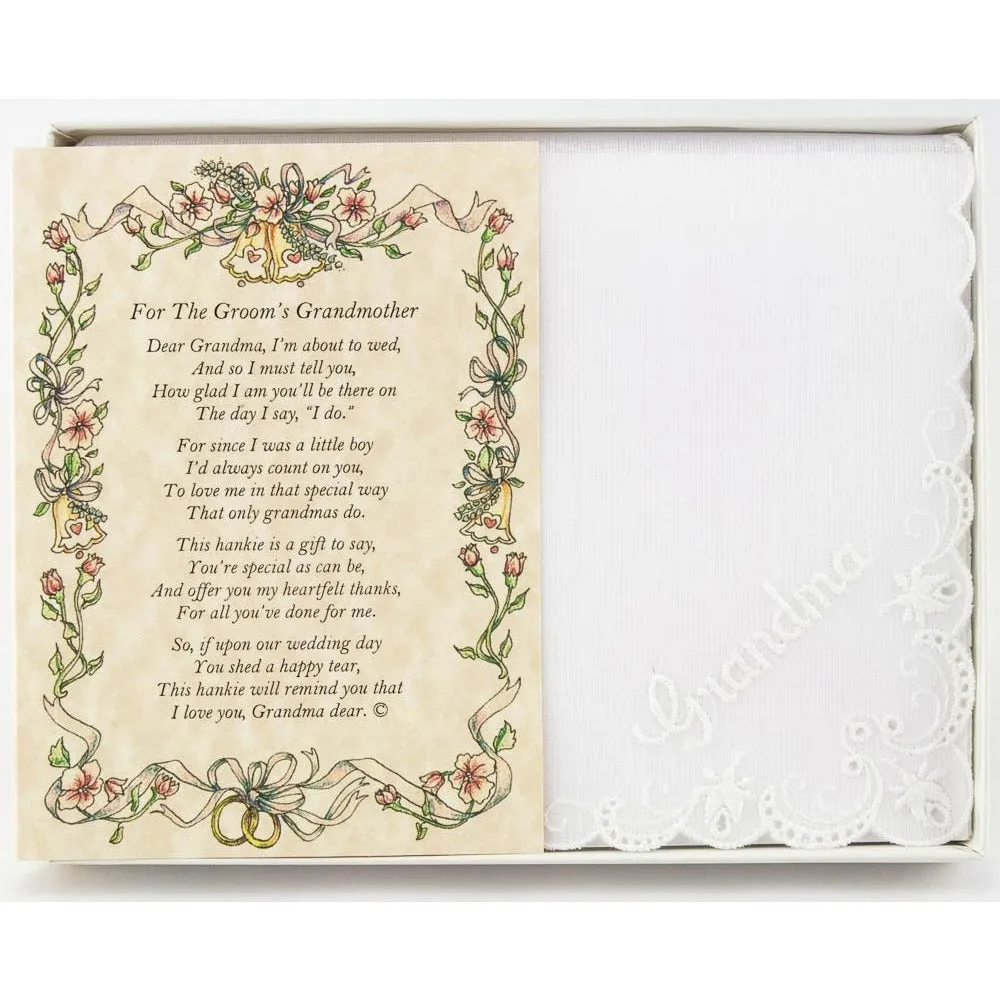 Personalized From the Groom to his Grandmother Wedding Handkerchief