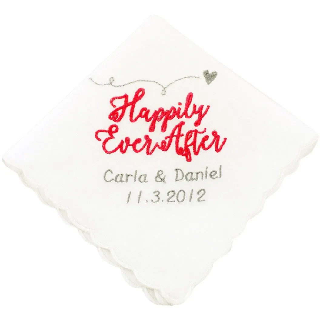 Personalized Happily Ever After Wedding Handkerchief