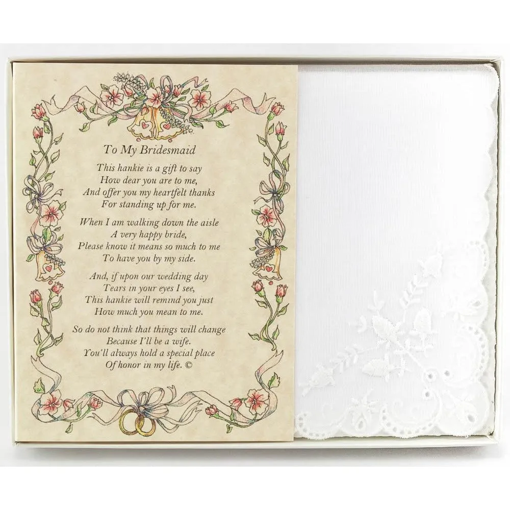 Personalized To My Bridesmaid Poetry Wedding Handkerchief Gift