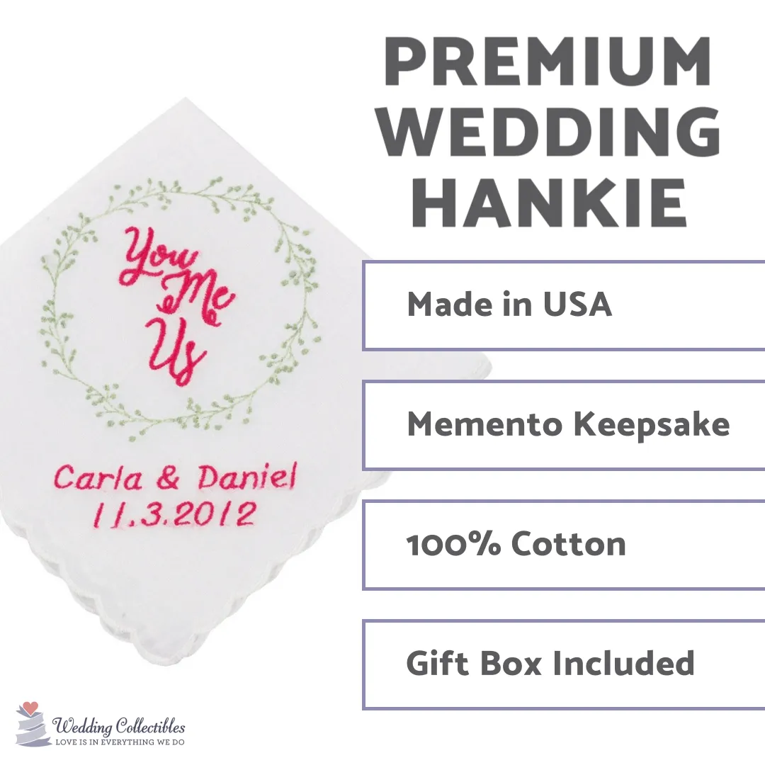 Personalized You, Me, Us Wedding Handkerchief