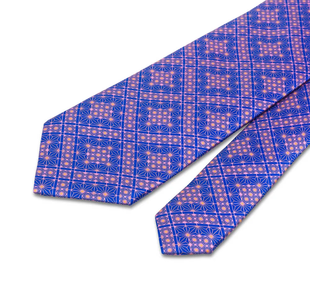 Pink and Blue Royal Elegance Duchesse Silk Tie