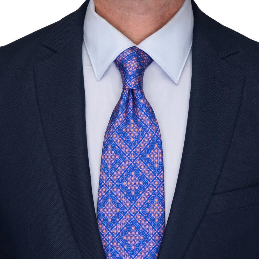 Pink and Blue Royal Elegance Duchesse Silk Tie