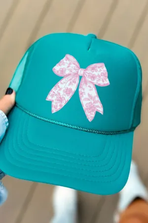 Pink Chinoiserie Coquette Bow Otto Jade Foam Front Trucker Hat