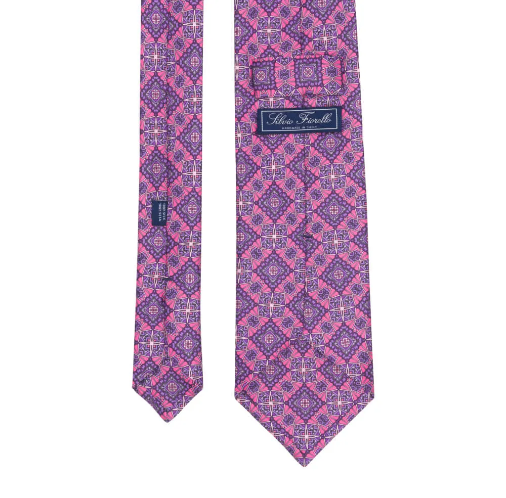 Pink Medieval Art Duchesse Silk Tie