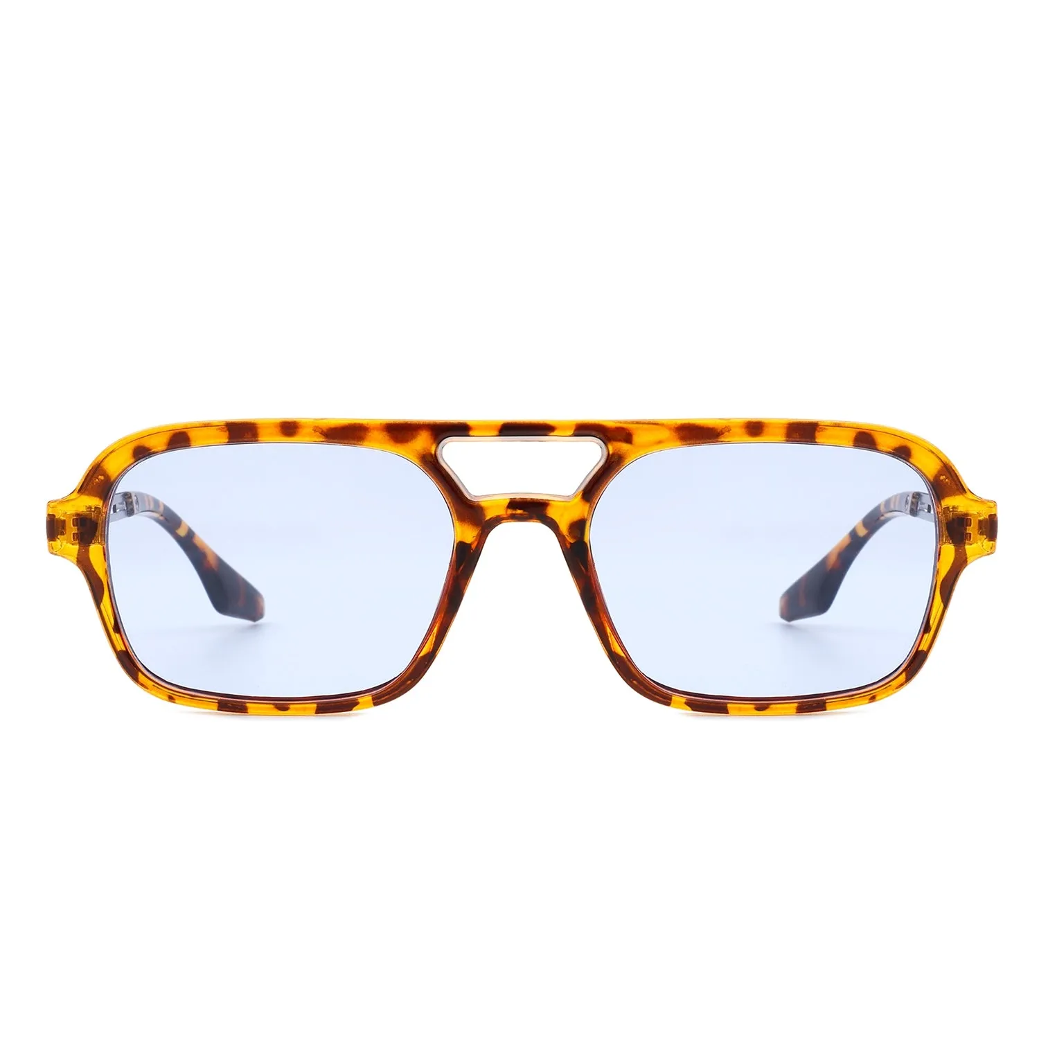 Plastic Aviator Sunglasses in Tortoiseshell with Blue Lenses