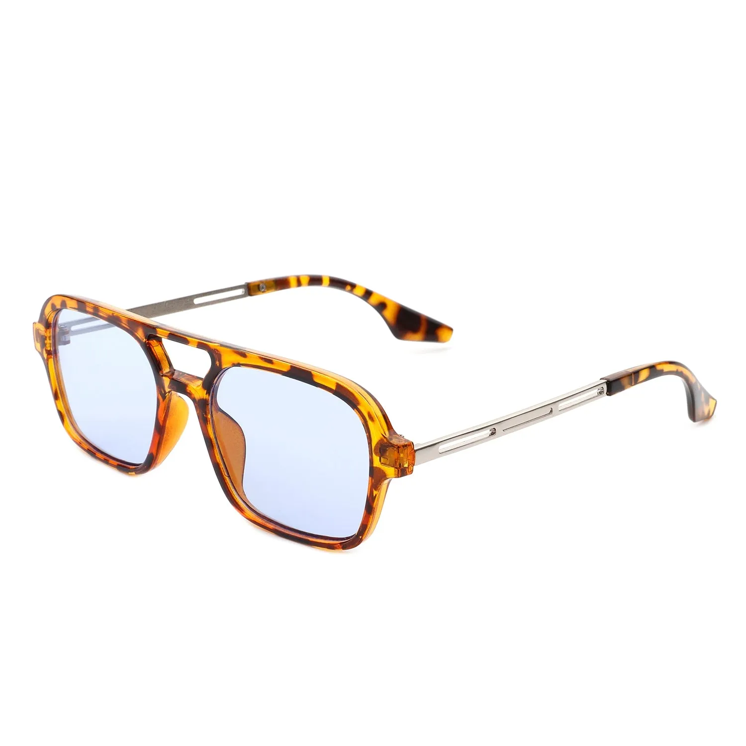 Plastic Aviator Sunglasses in Tortoiseshell with Blue Lenses