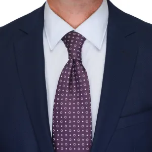 Purple Classic Circles Motif Woven Silk Tie