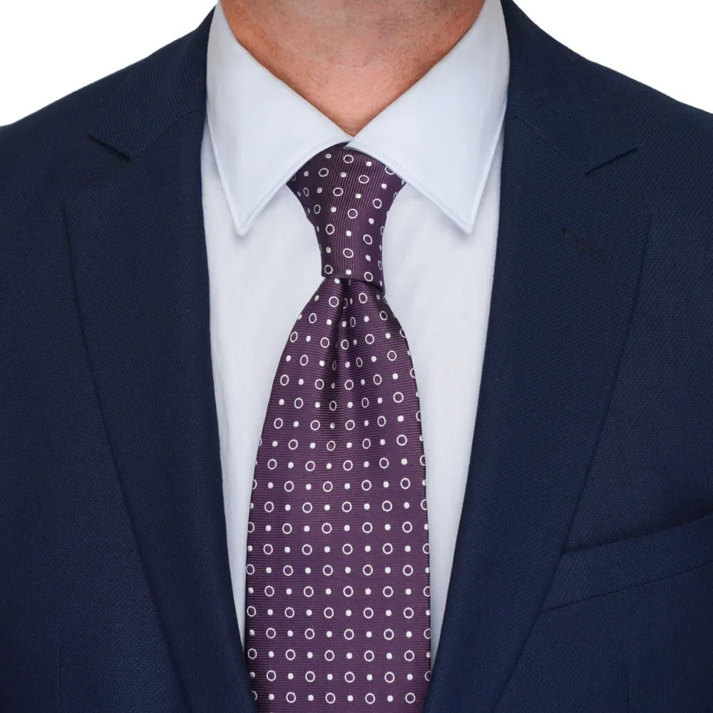 Purple Classic Circles Motif Woven Silk Tie