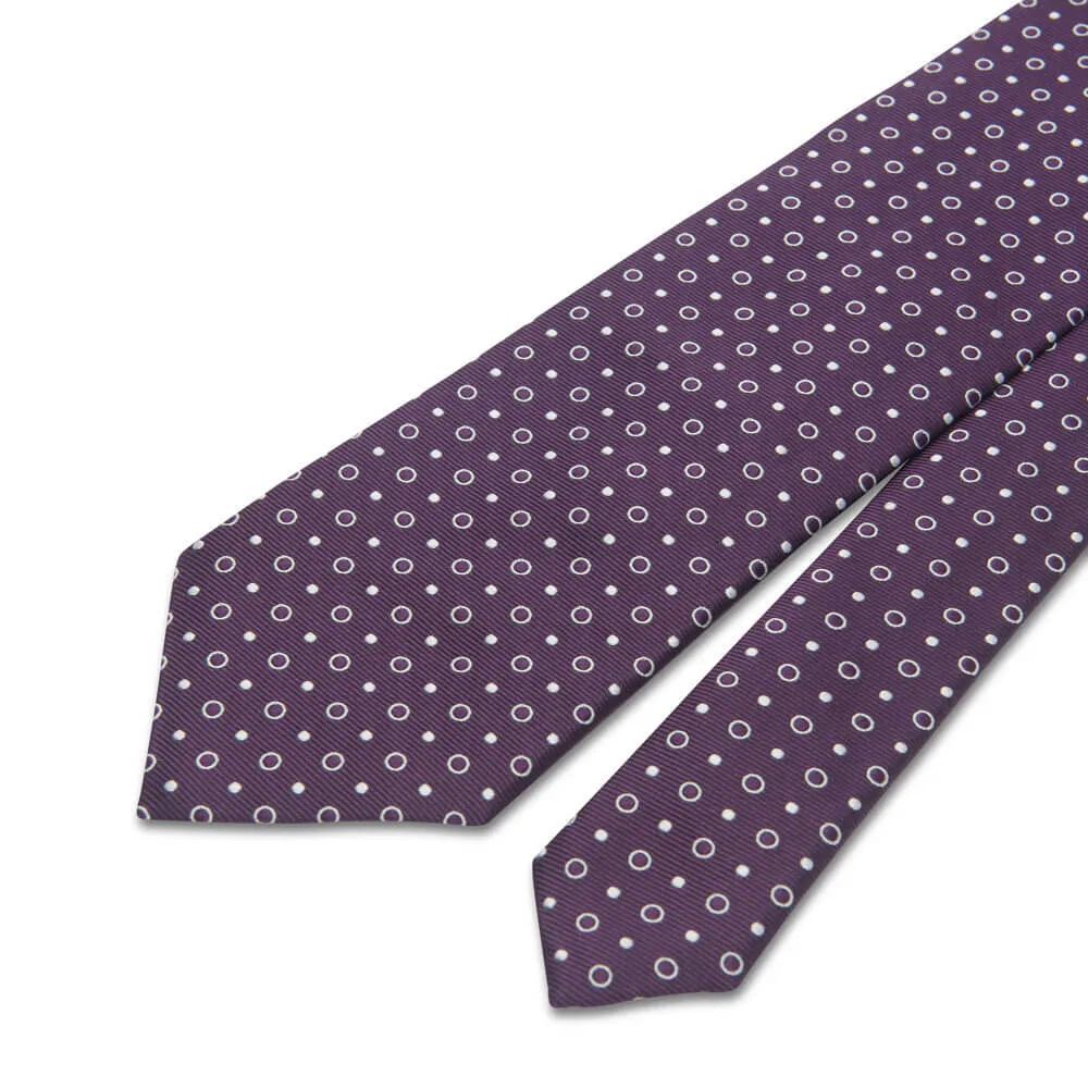 Purple Classic Circles Motif Woven Silk Tie