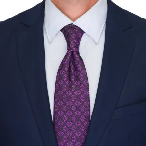 Purple Leaves Motif Woven Silk Tie